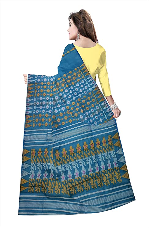 Pradip Fabrics Ethnic Women's Cotton Tant jamdani Aqua Color Saree