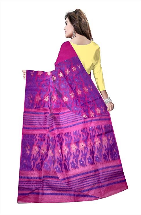 Pradip Fabrics Ethnic Women's Cotton Tant jamdani Magenta Color Jamdani Saree