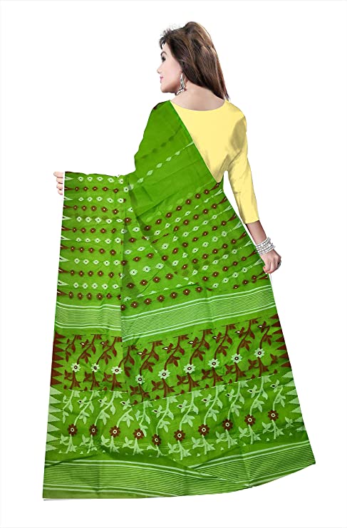 Pradip Fabrics Ethnic Women's Tant jamdani Cotton Light Green Color Jamdani Saree
