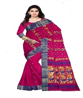 Pradip Fabrics Pure Tant Cotton Dark Pink Color Saree