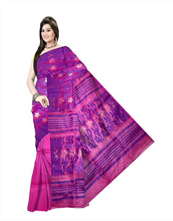 Pradip Fabrics Ethnic Women's Cotton Tant jamdani Magenta Color Jamdani Saree