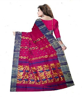 Pradip Fabrics Pure Tant Cotton Dark Pink Color Saree