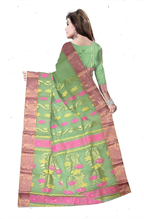 Pradip Fabrics Pure Tant Cotton Light Green Color Saree