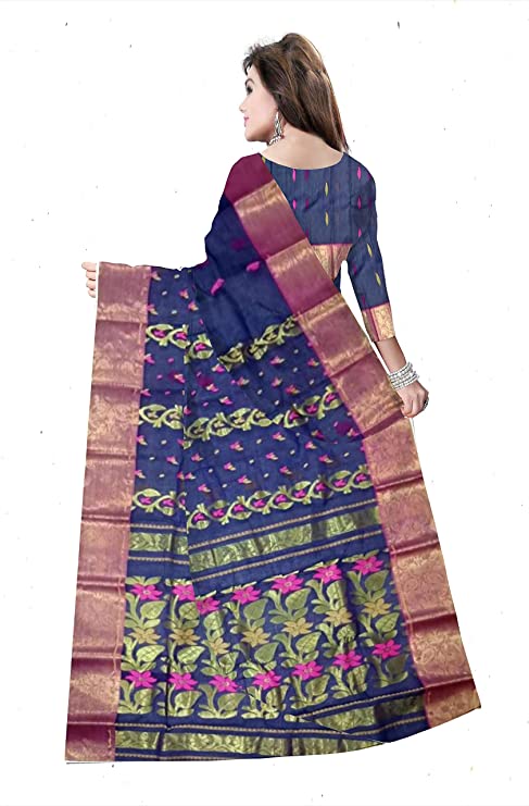 Pradip Fabrics Pure Tant Cotton Blue Color Saree