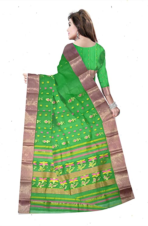 Pradip Fabrics Pure Tant Cotton Green Color Saree
