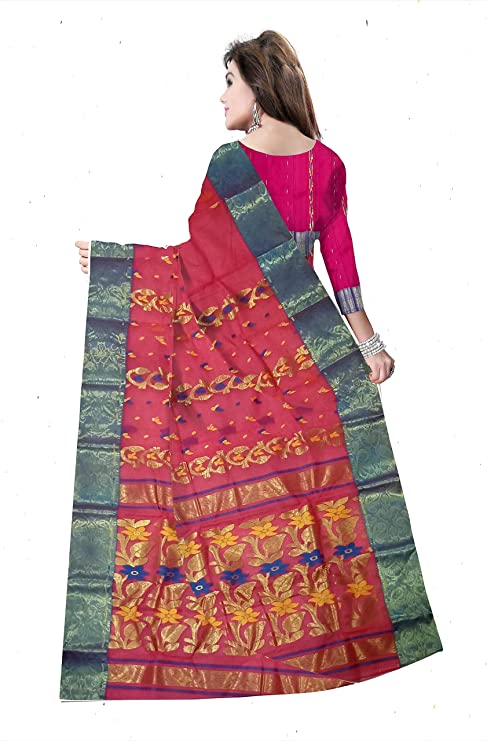 Pradip Fabrics Pure Tant Cotton Pink Color Saree