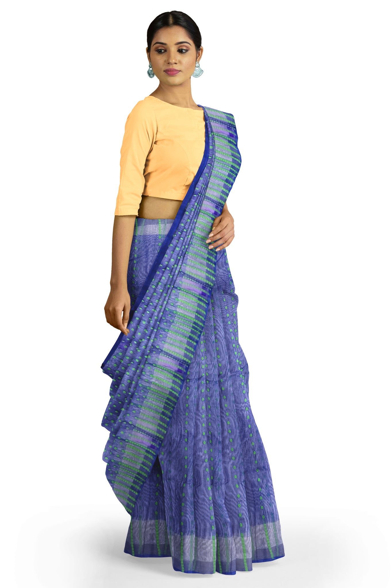 Pradip Fabrics Blue Color Tant Silk Blend Saree