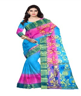 Pradip Fabrics Woven Tant Silk cream & maroon Color Saree