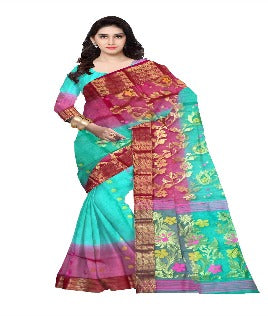 Pradip Fabrics Woven Tant Silk cream & maroon Color Saree