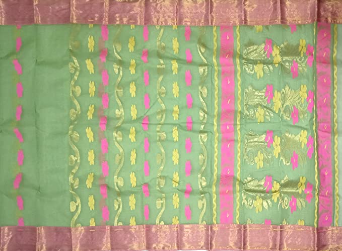 Pradip Fabrics Pure Tant Cotton Light Green Color Saree