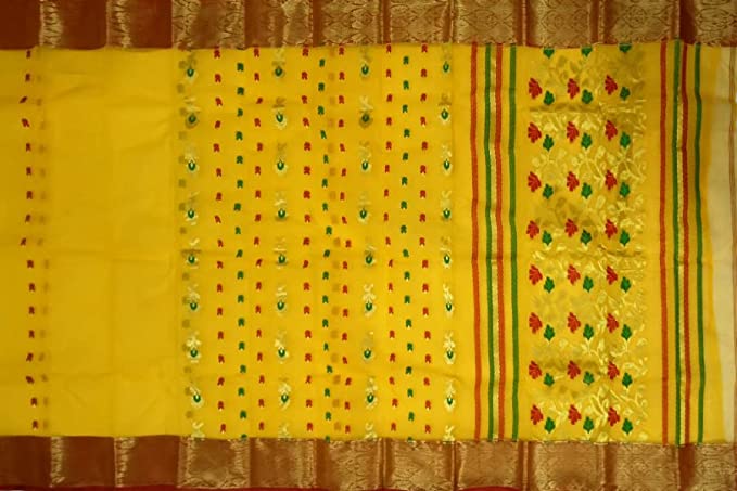 Pradip Fabrics Pure Tant Cotton Yellow Color Saree