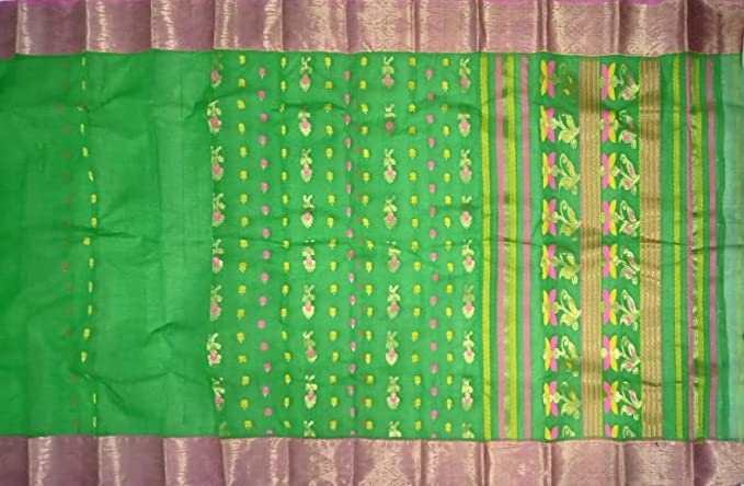 Pradip Fabrics Pure Tant Cotton Green Color Saree