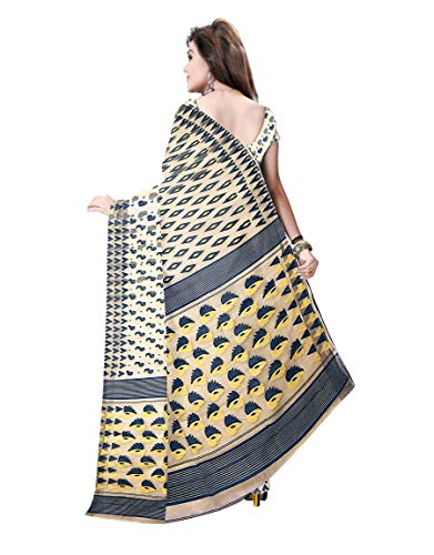 Pradip Fabrics Ethnic Women's Tant Silk White Color Saree