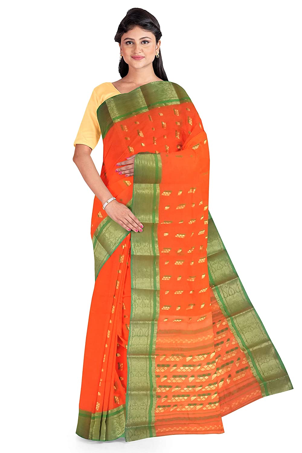 Pradip Fabrics Woven Tant Cotton Blend Saree