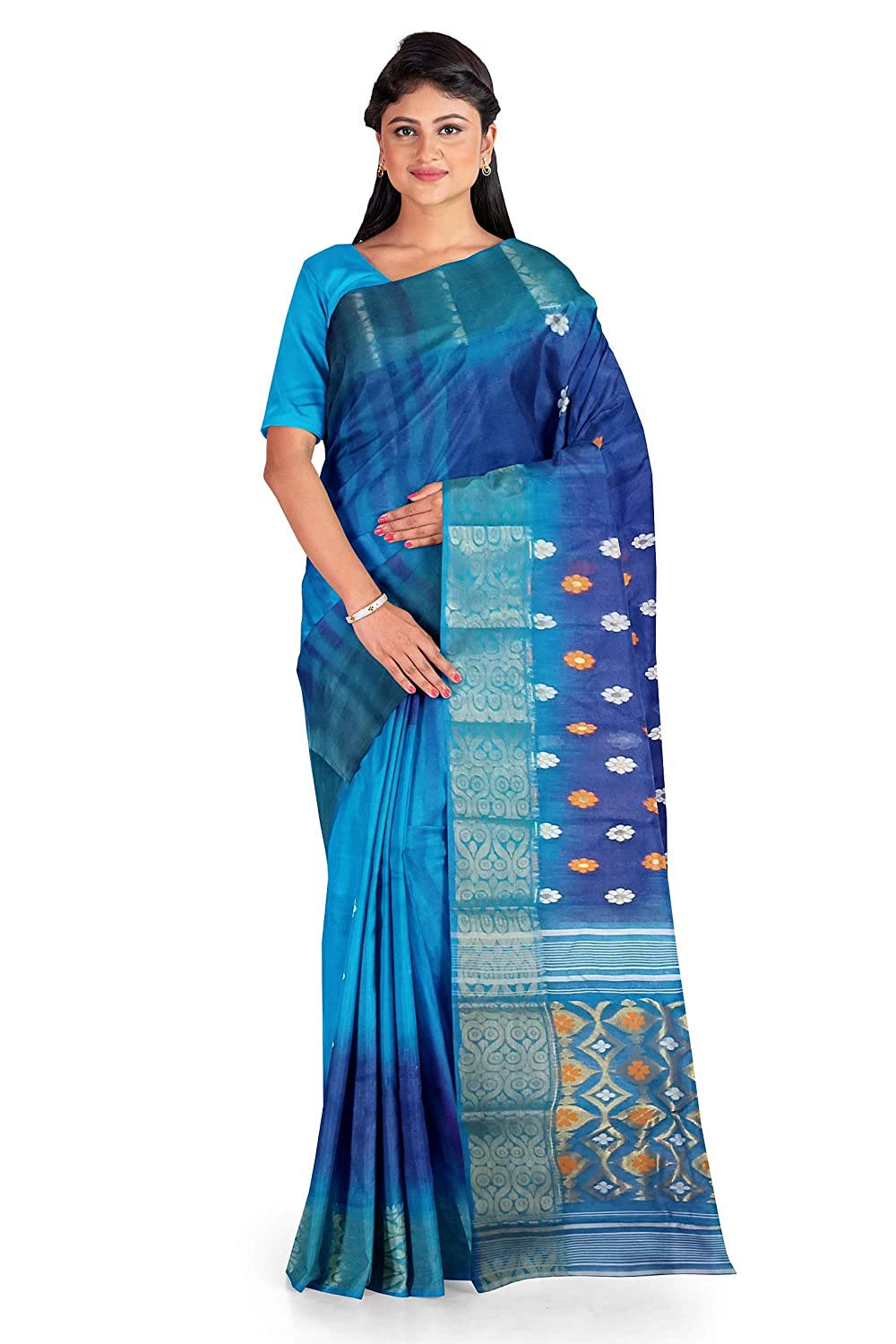 Pradip Fabrics Woven Tant Silk Blend Saree
