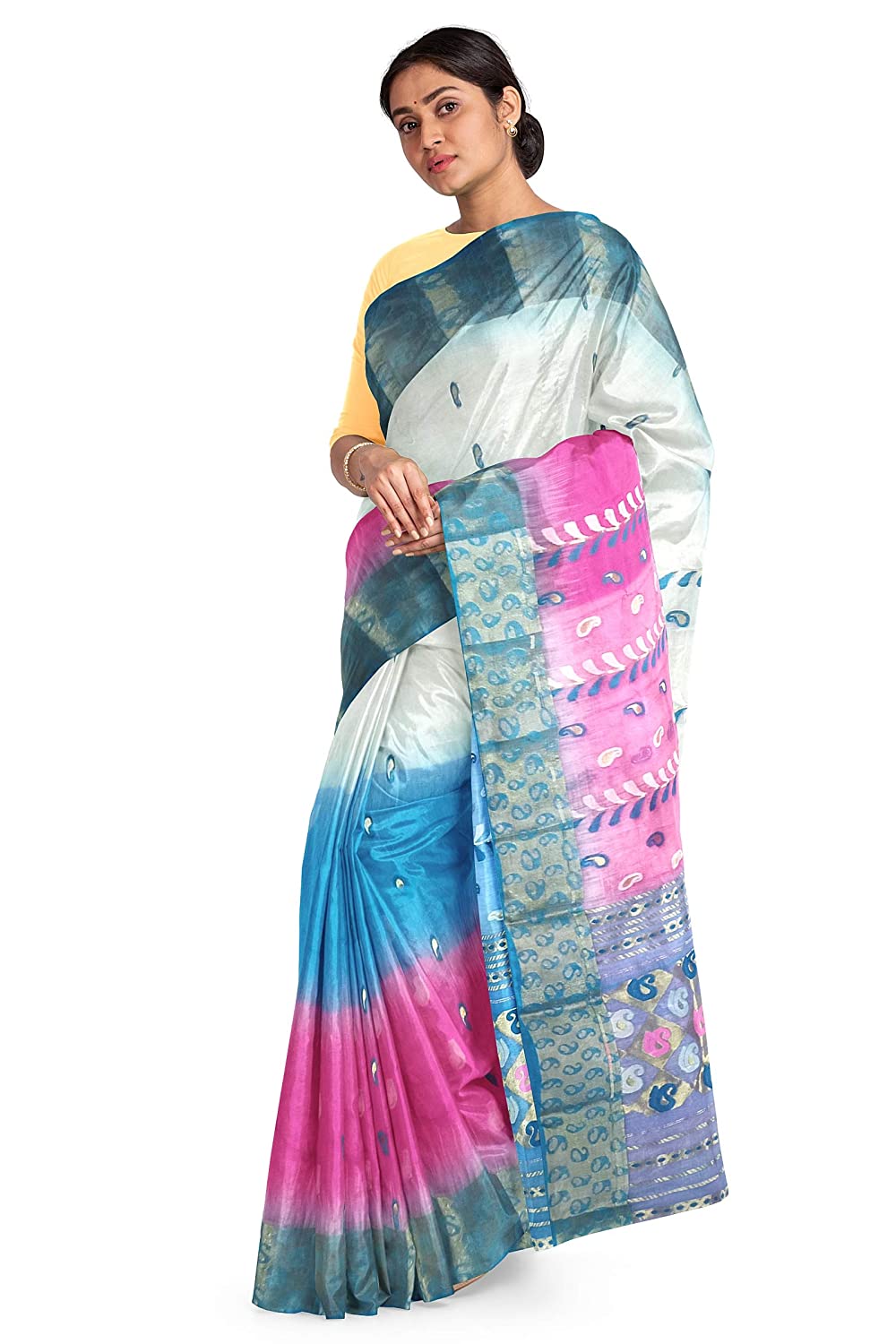 Pradip Fabrics Woven Tant Silk Blend Saree
