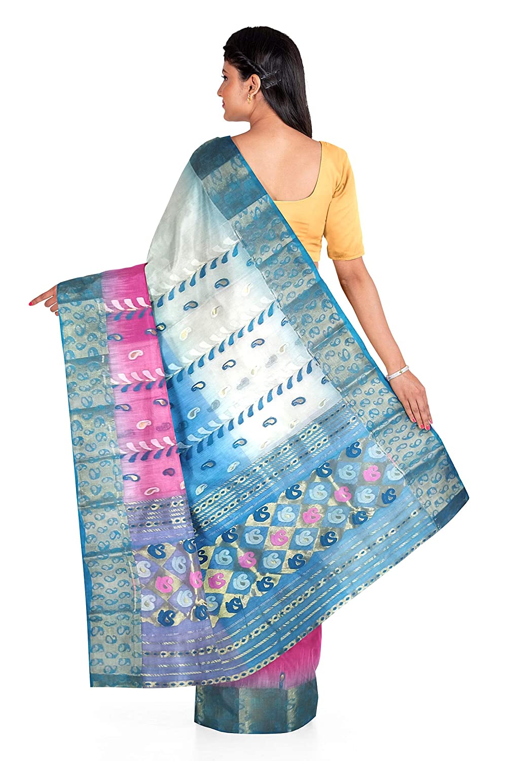 Pradip Fabrics Woven Tant Silk Blend Saree