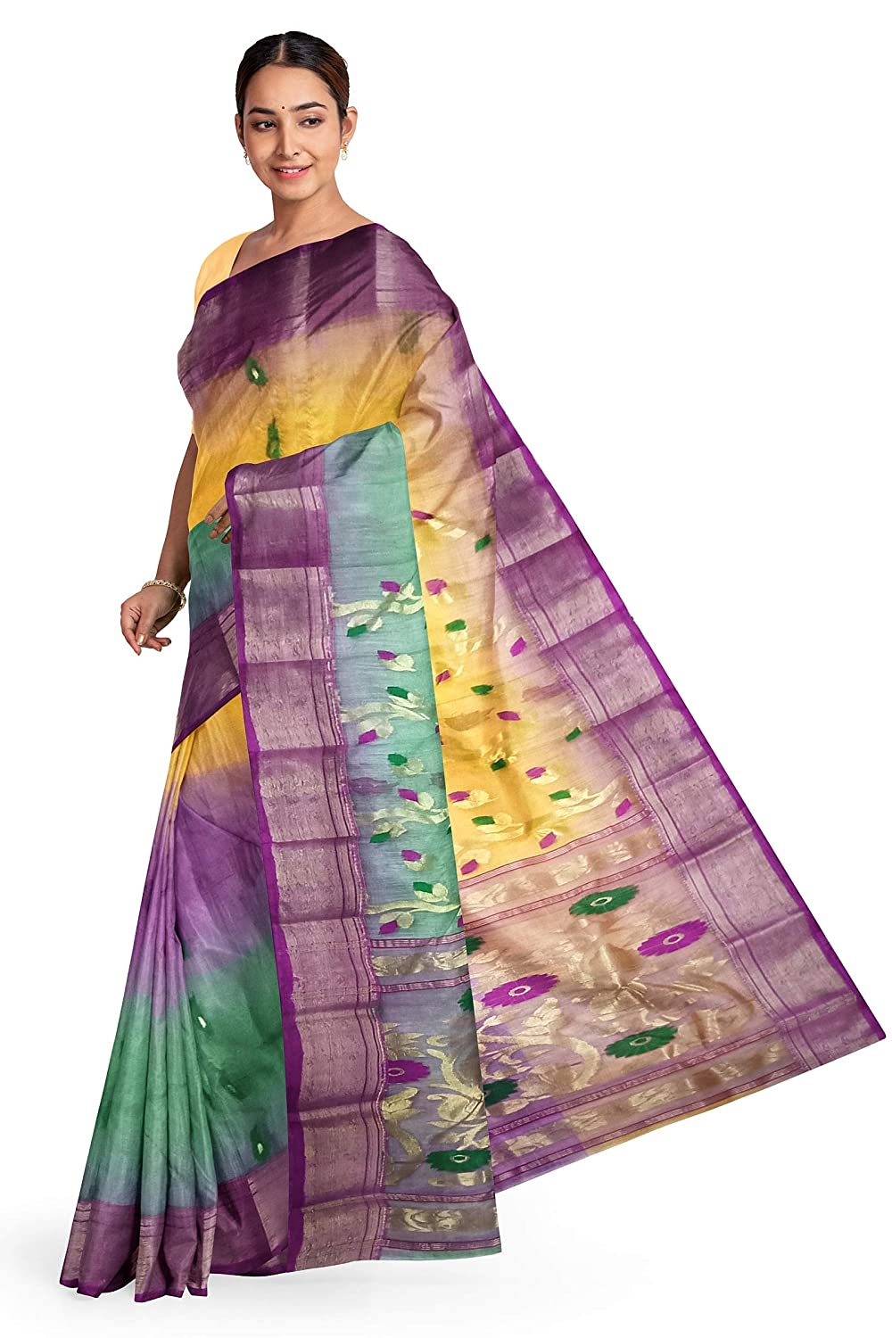 Pradip Fabrics Woven Tant Silk Blend Saree