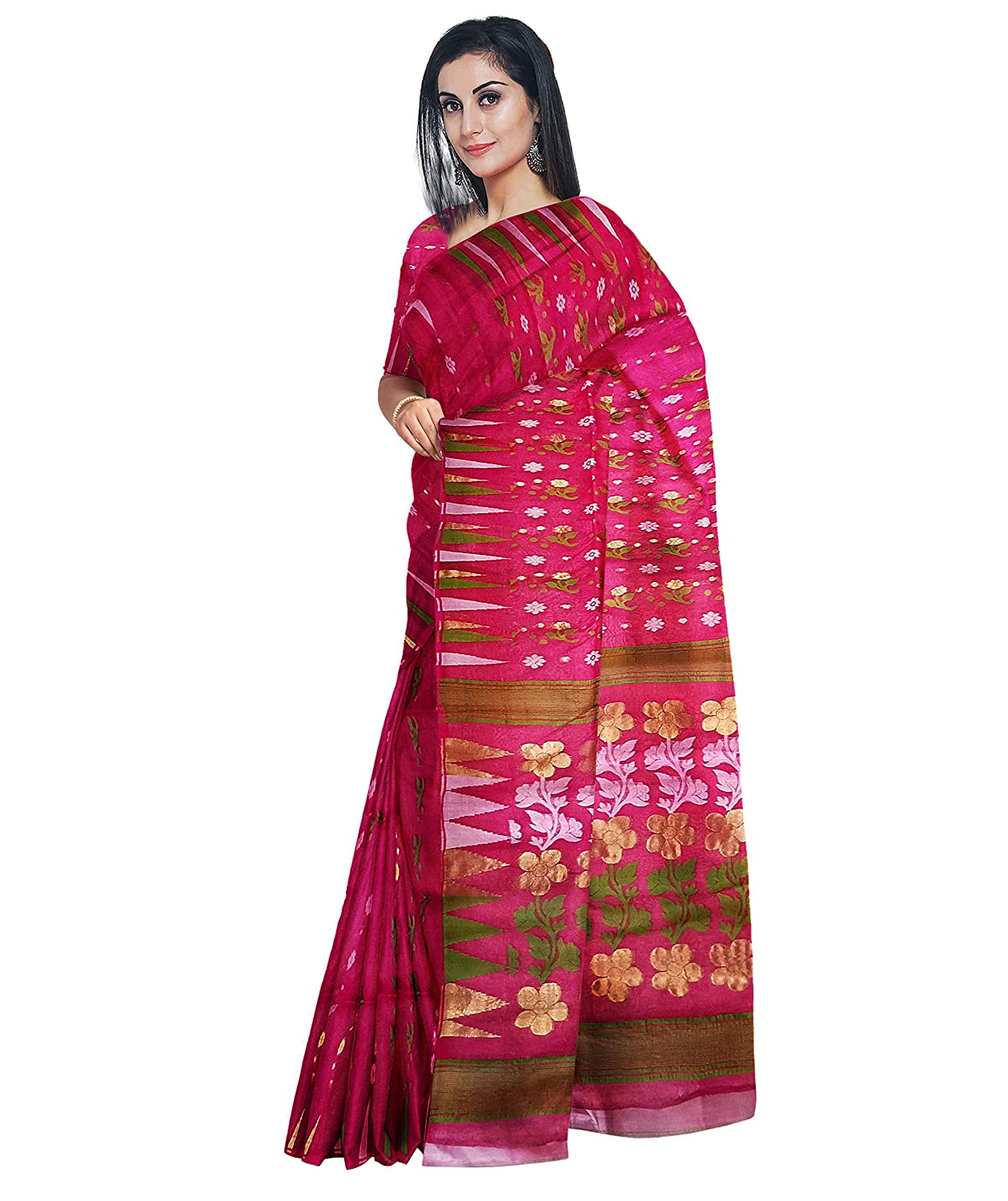 Pradip Fabrics Ethnic Women's Tant Jamdani Maroon Color Saree