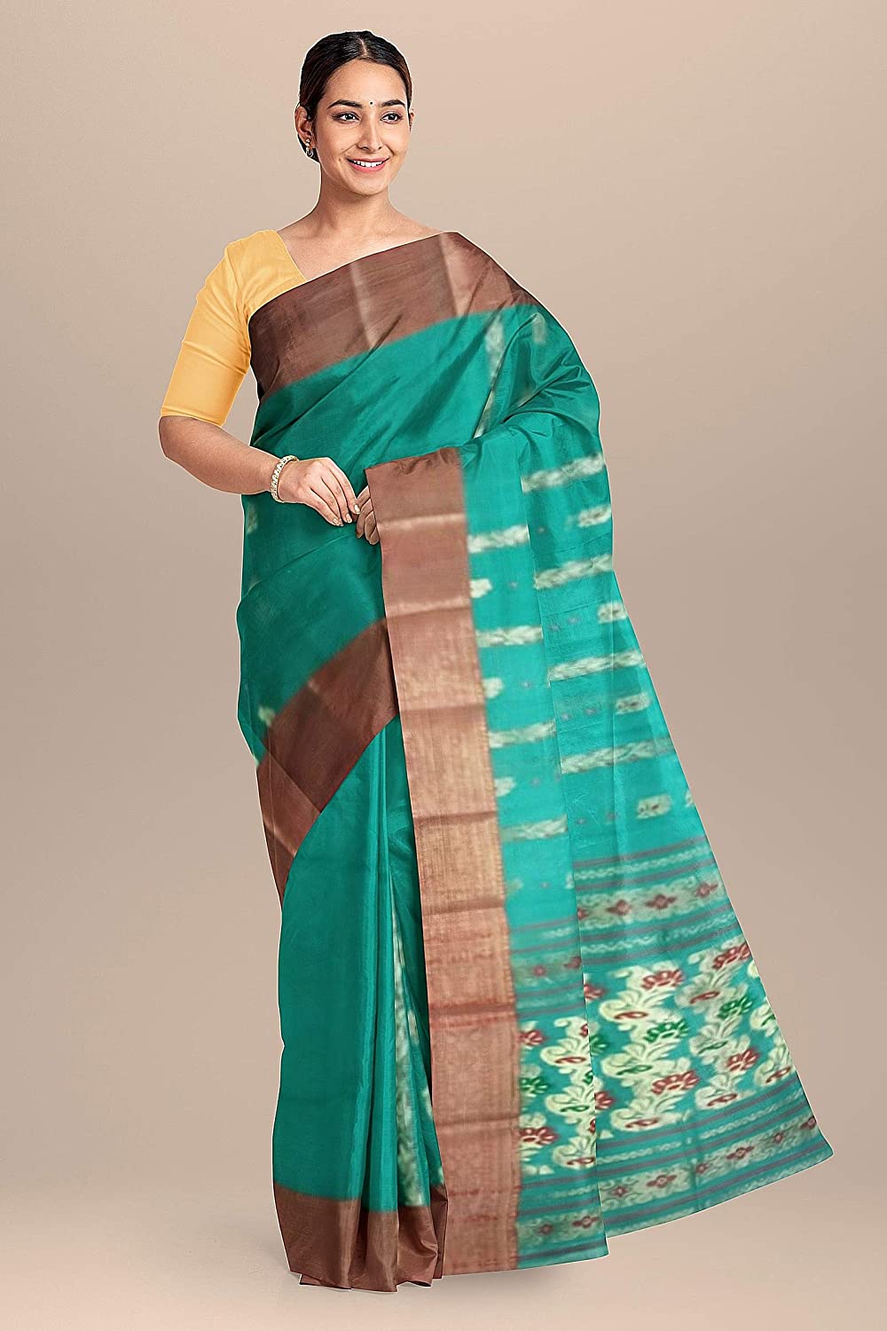 Pradip Fabrics Aqua color Tant Silk Blend Saree