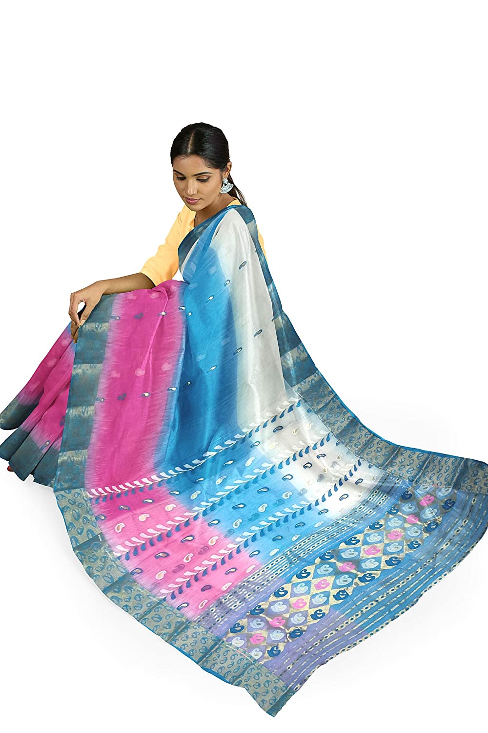 Pradip Fabrics Woven Tant Silk Blend Saree