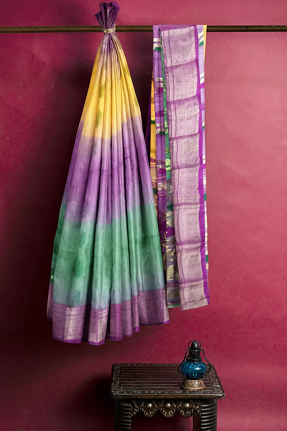 Pradip Fabrics Woven Tant Silk Blend Saree