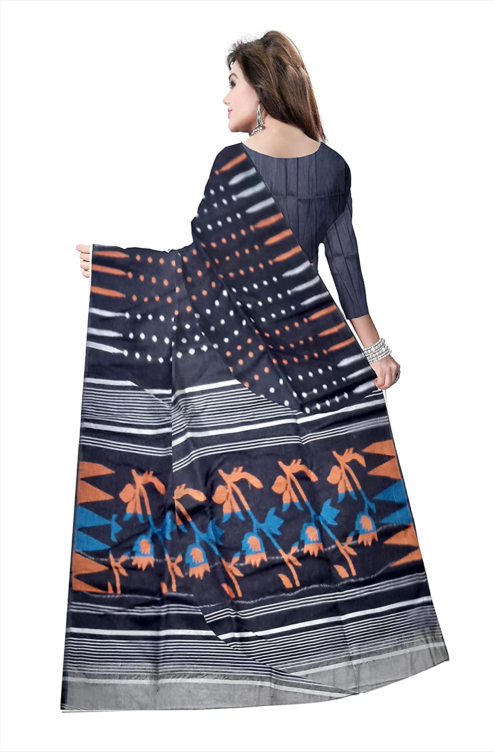 Pradip Fabrics Ethnic Women's Tant jamdani Black Color Saree