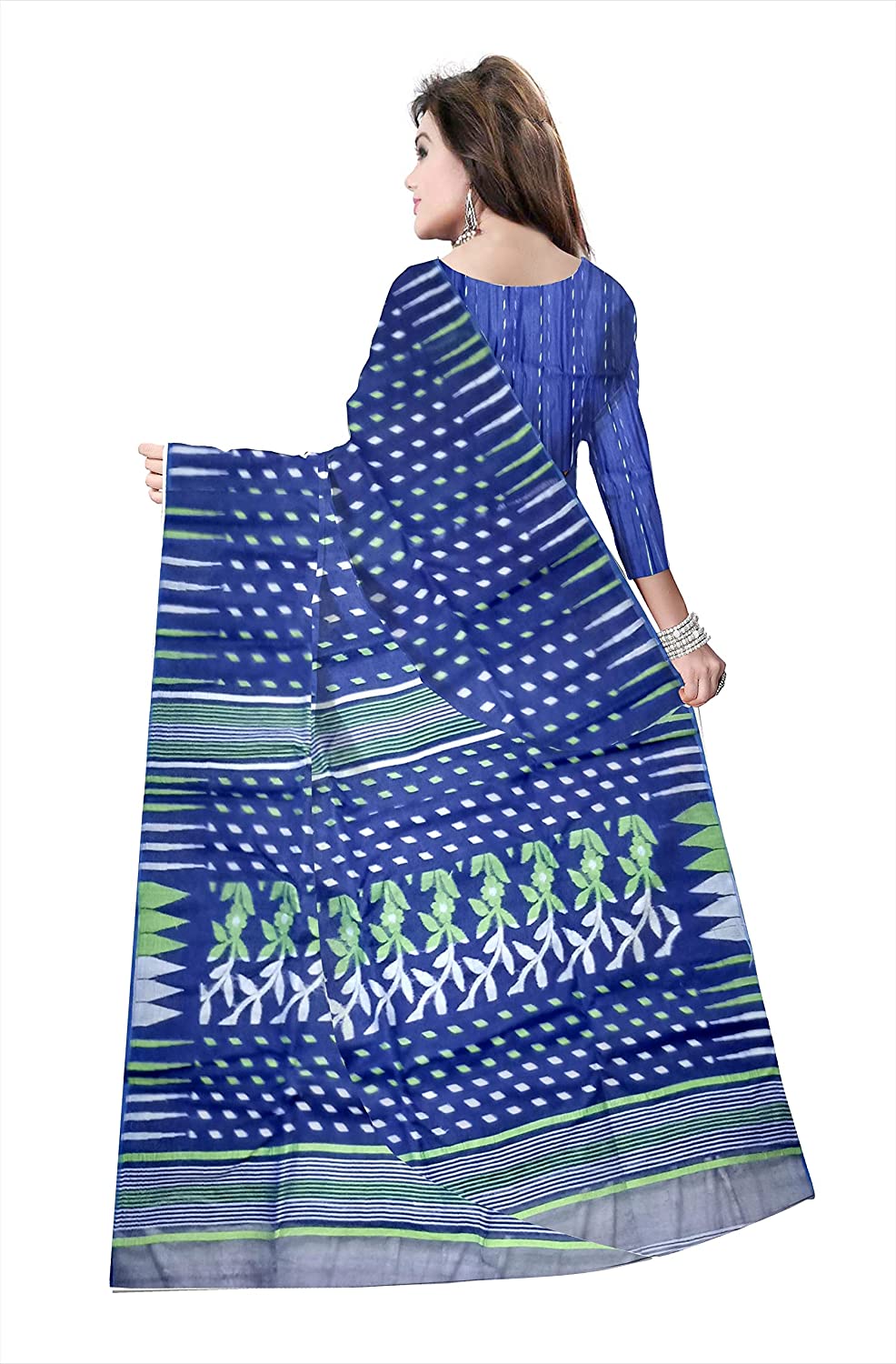 Pradip Fabrics Ethnic Women's Tant jamdani Navy Blue Color Saree