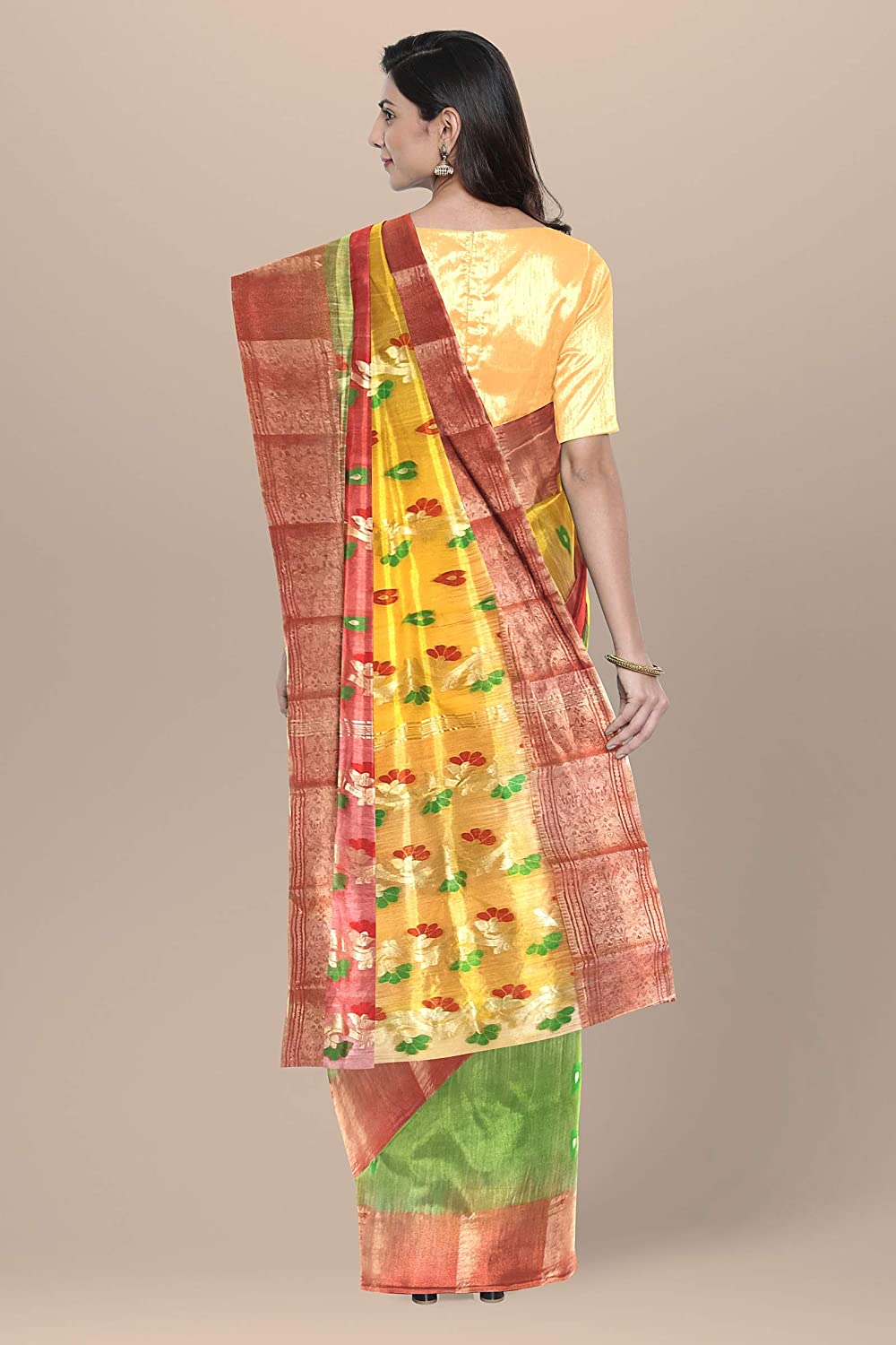 Pradip Fabrics Woven Tant Silk Blend Saree