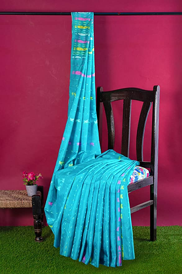 Pradip Fabrics Ethnic Women's Tant Jamdani Dark Orange Color Saree