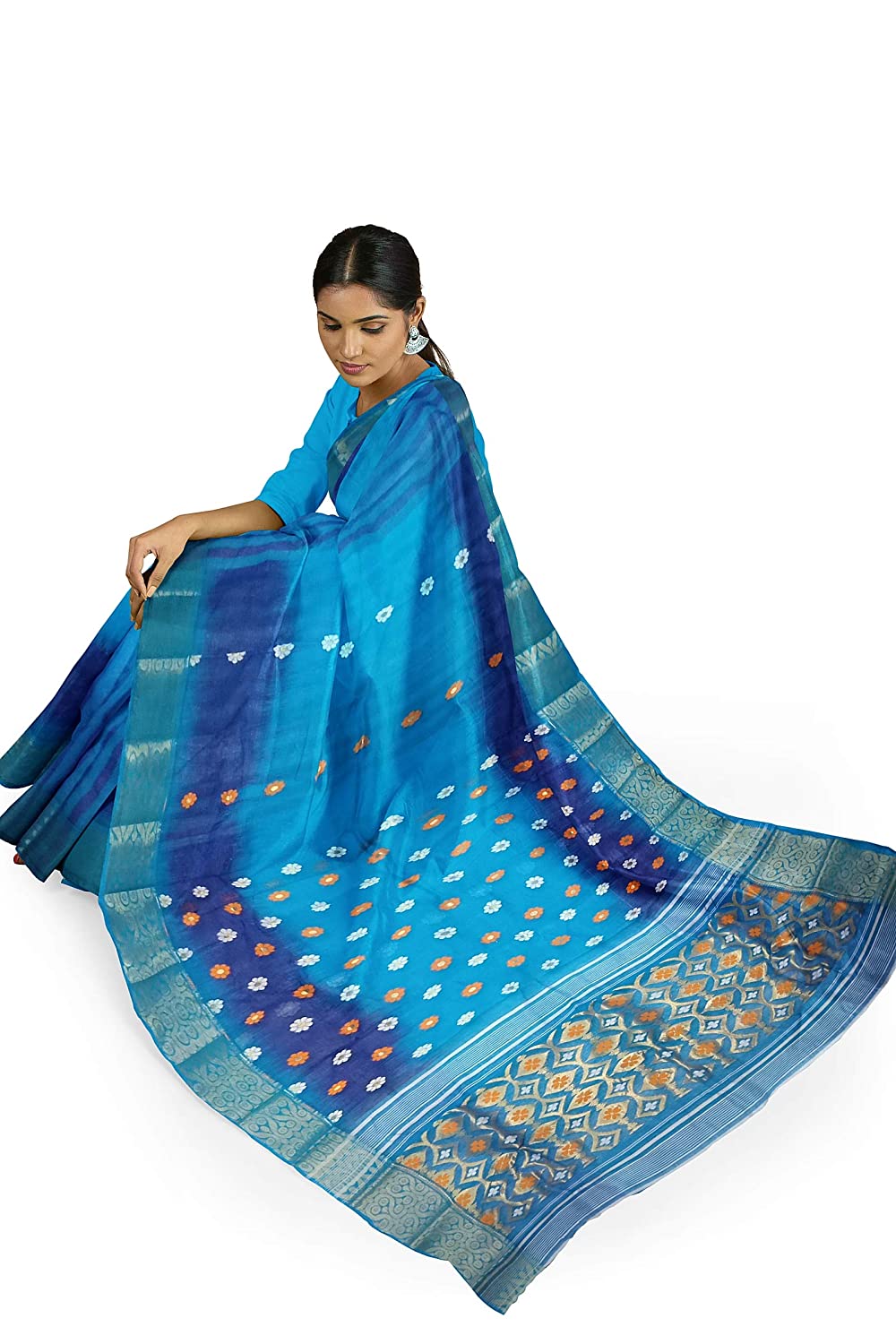 Pradip Fabrics Woven Tant Silk Blend Saree