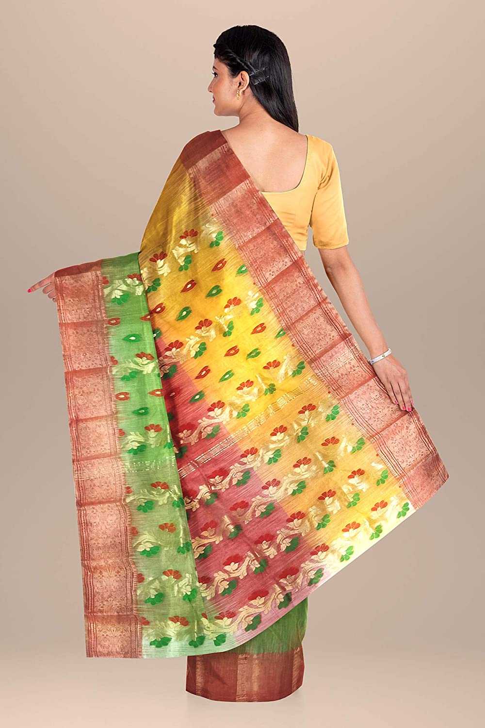 Pradip Fabrics Woven Tant Silk Blend Saree