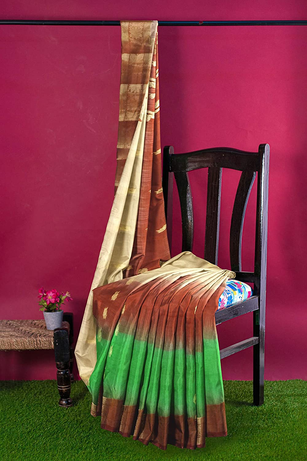 Pradip Fabrics Woven Tant Silk Blend Saree