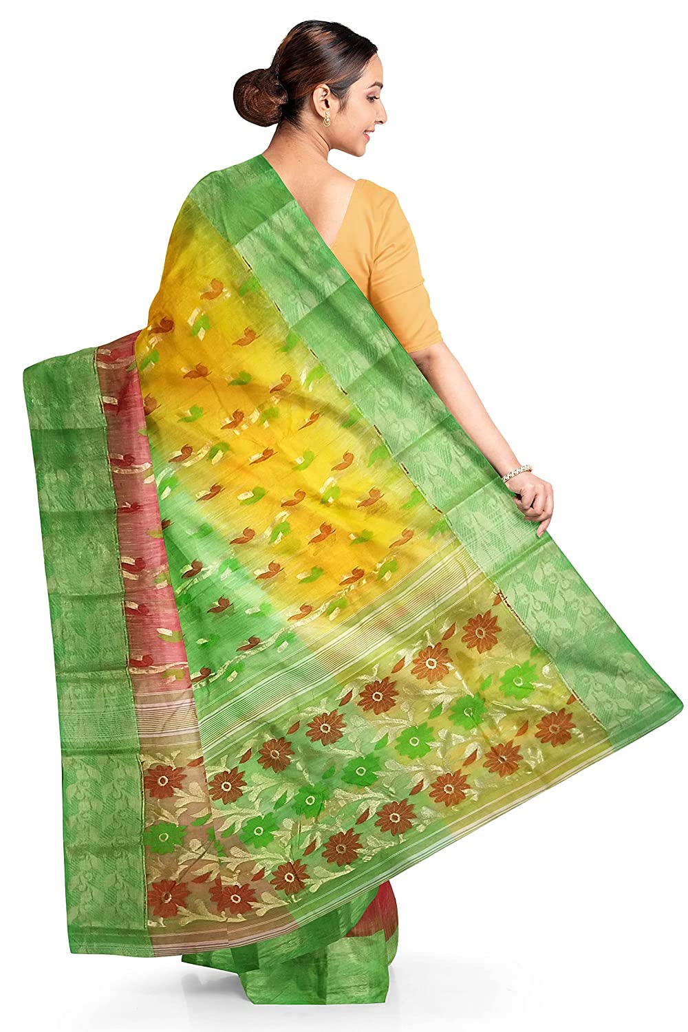 Pradip Fabrics Woven Tant Silk Blend Saree