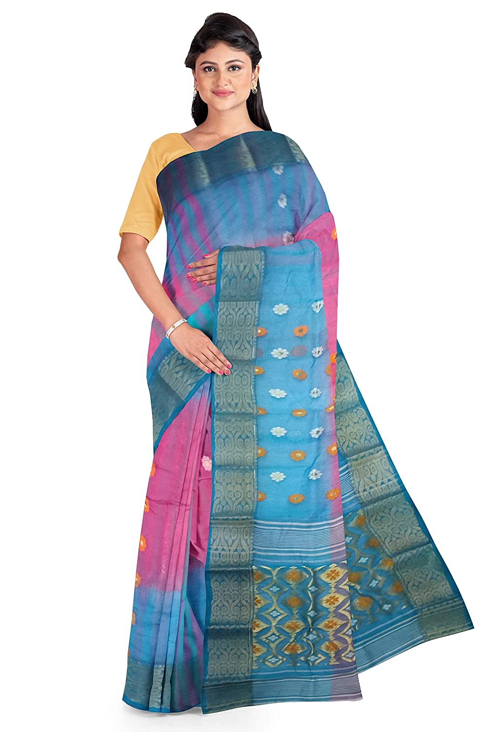 Pradip Fabrics Woven Tant Silk Blend Saree
