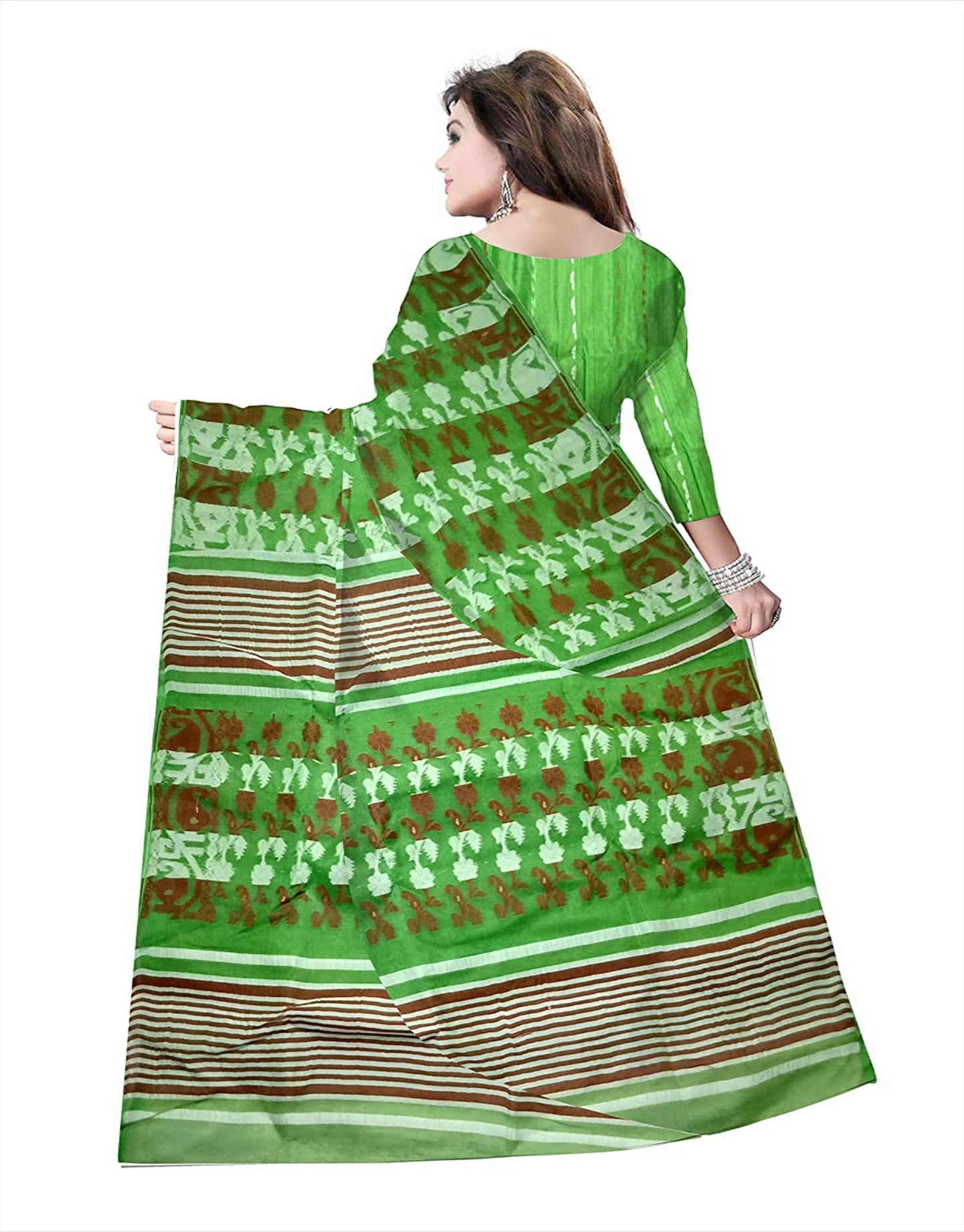 Pradip Fabrics Ethnic Women's Tant jamdani Light Green Color Saree