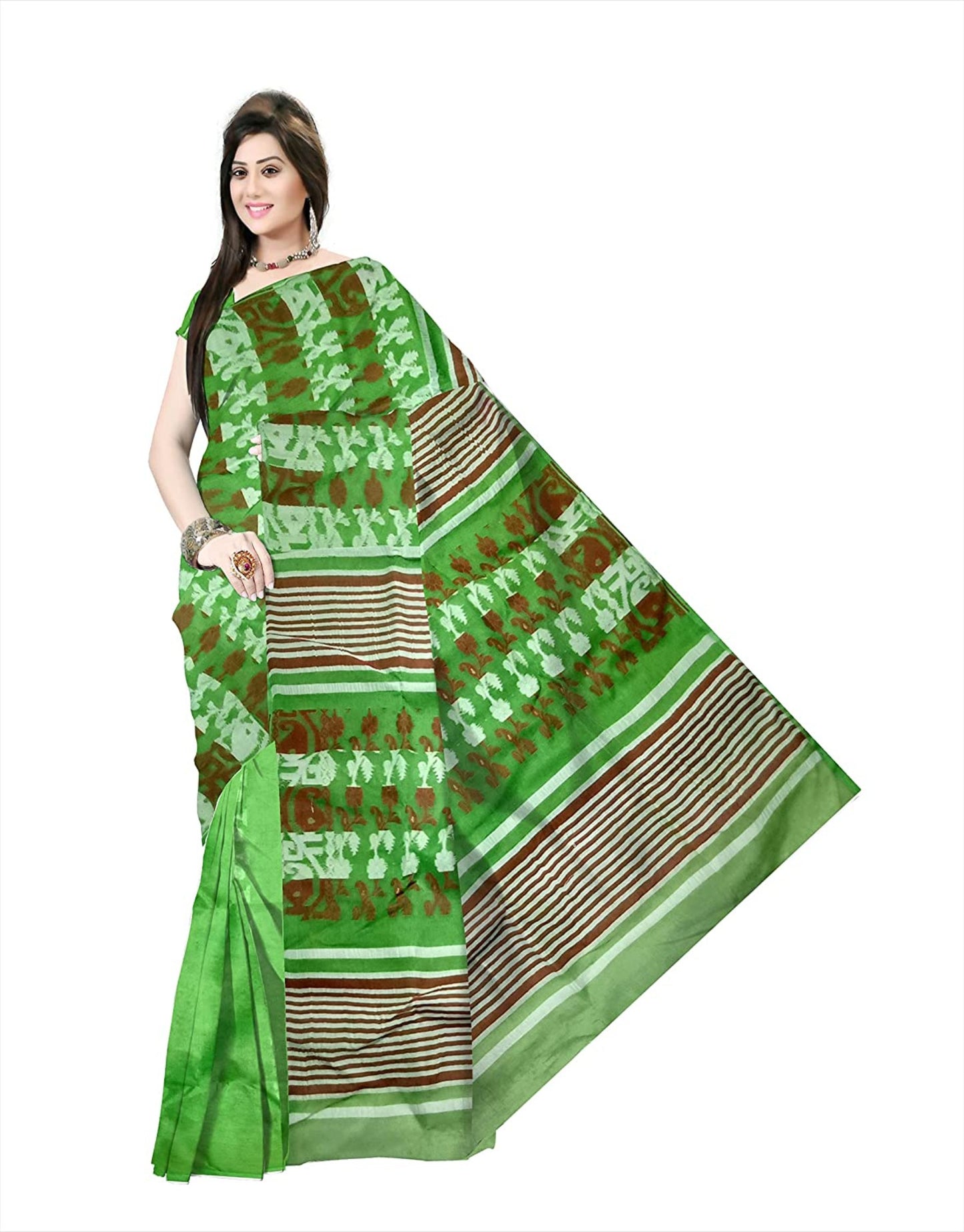 Pradip Fabrics Ethnic Women's Tant jamdani Light Green Color Saree