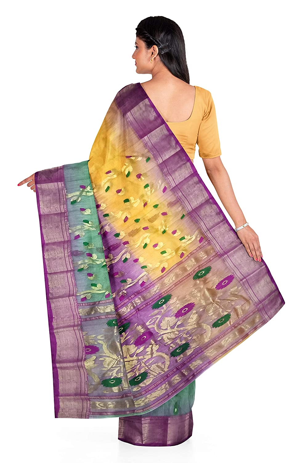 Pradip Fabrics Woven Tant Silk Blend Saree