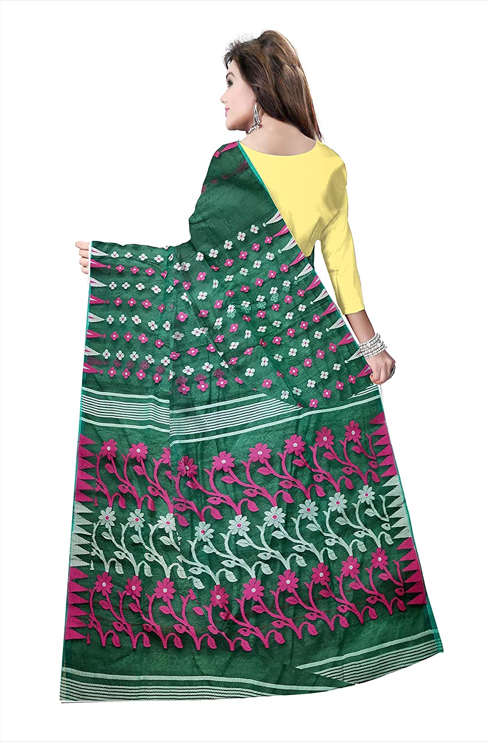 Pradip Fabrics Ethnic Women's jamdani Sea Green Color Saree