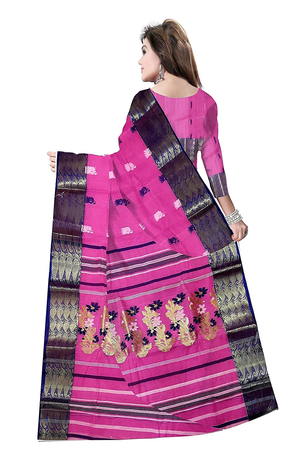 Pradip Fabrics Ethnic Women's Tant Cotton Pink Color Saree
