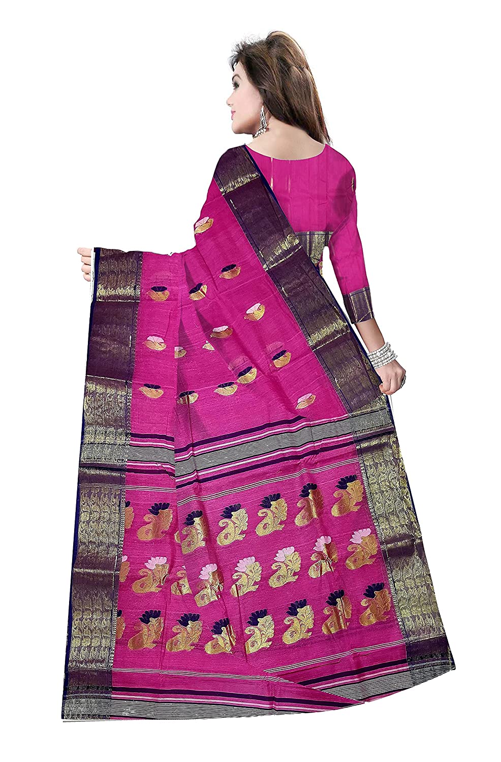 Pradip Fabrics Ethnic Women's Tant Cotton Pink Color Saree