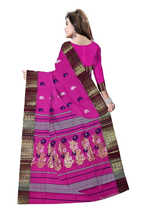 Pradip Fabrics Ethnic Women's Tant Cotton Pink Color Saree