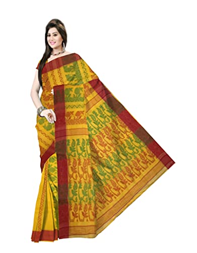 pradip fabrics yellow all over dhakai Jamdani saree