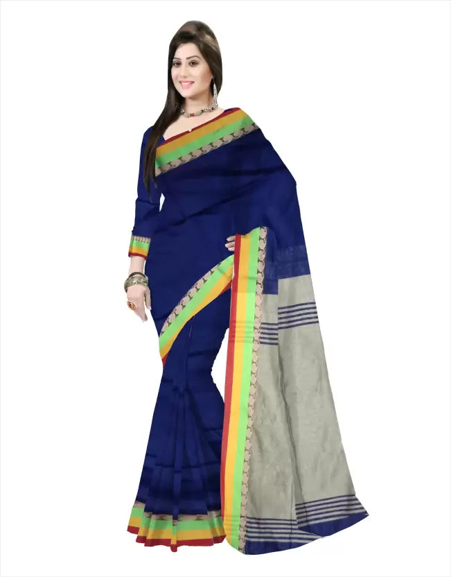 Pradip Fabrics Ethnic Women's Dark Blue and Ash Color Saree