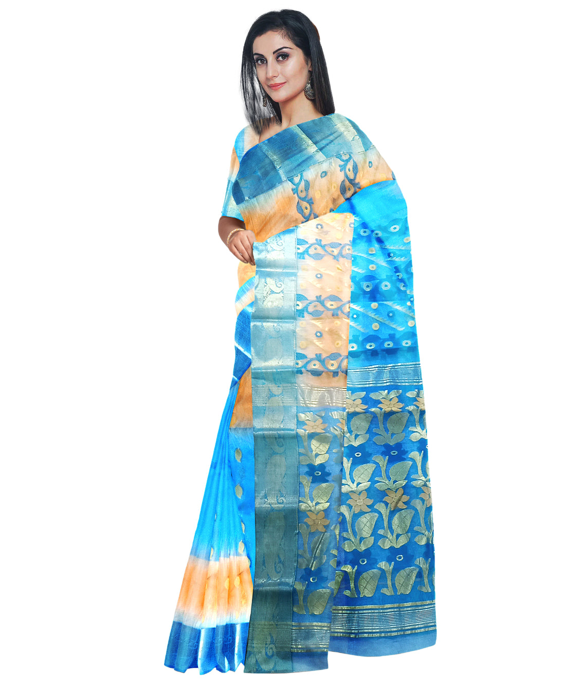 bengal handloom tant tussar silk 2d bumper saree