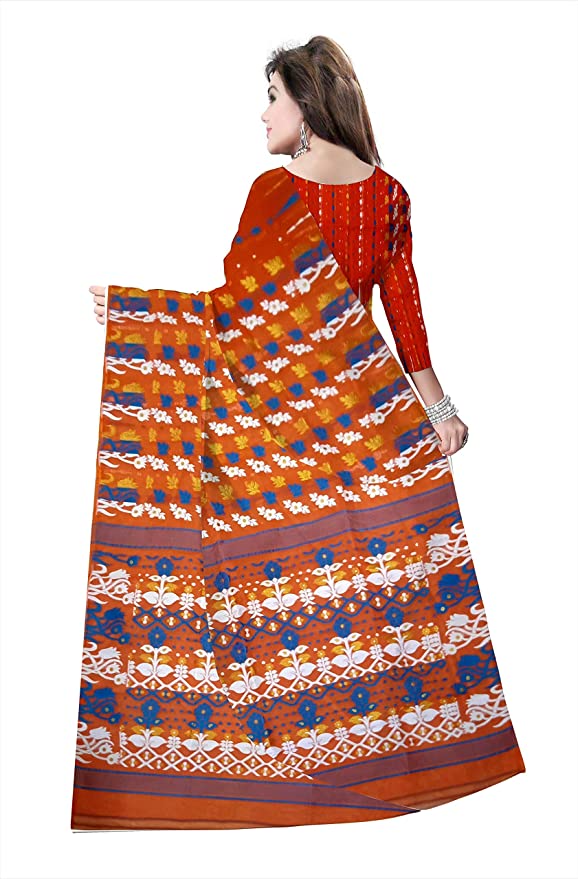 Pradip Fabrics Ethnic Women's All Over Dkakai Jamdani Red Color Color Saree