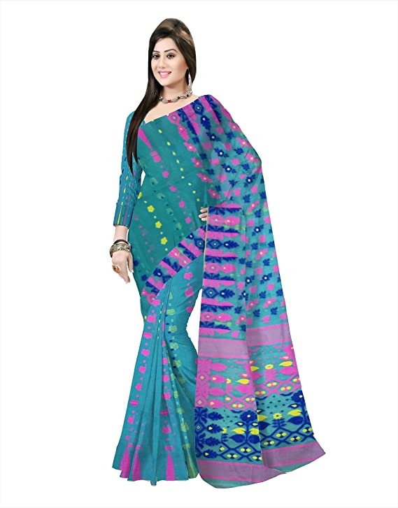 Pradip Fabrics Ethnic Women's All Over Dkakai Jamdani Tant Silk saree