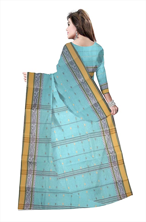 Pradip Fabrics Ethnic Women's Tant Cotton Sky Blue Color Saree