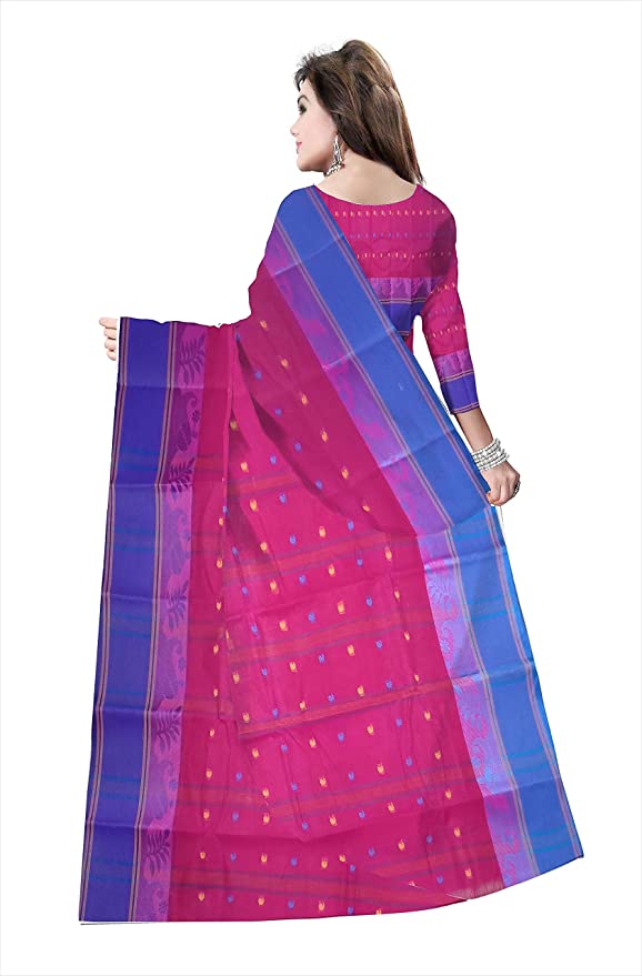 Pradip Fabrics Ethnic Women's Tant Cotton Dark Pink Color Saree