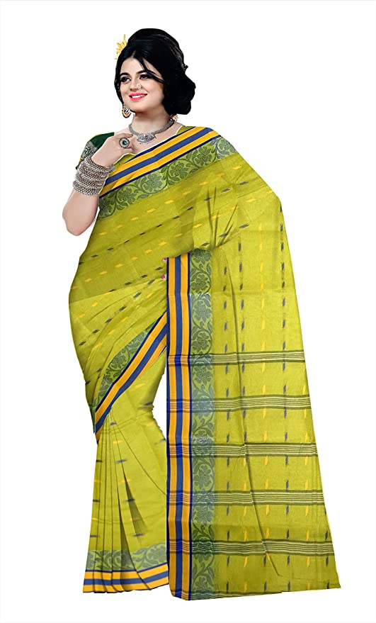 Pradip Fabrics Ethnic Women's Cotton Tant Light Green Color Saree